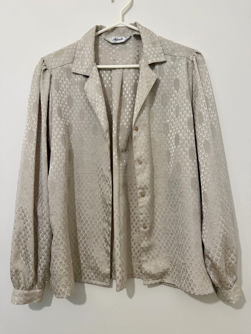 Vintage Antonella ivory jacquard blouse XL